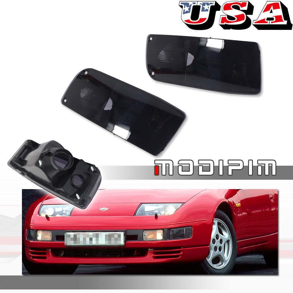 For 90 - 96 for 300ZX Z32 Driver + Passenger Bumper Turn Signal Light Smoke - v
