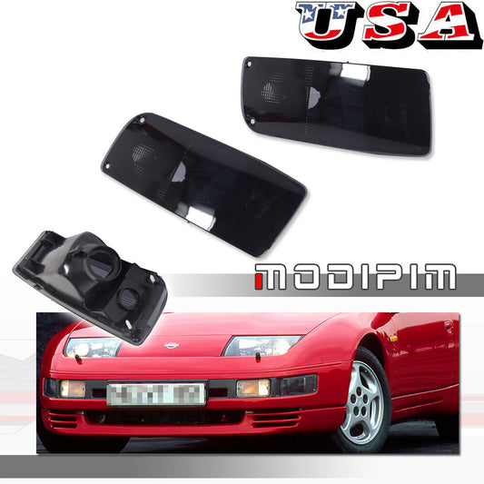 For 90 - 96 for 300ZX Z32 Driver + Passenger Bumper Turn Signal Light Smoke - v