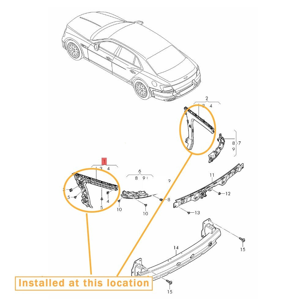 Equipment Manufacturer ( ) rear bumper bracket for 2020 for Bentley Flying Spur 3SE807023A/24A