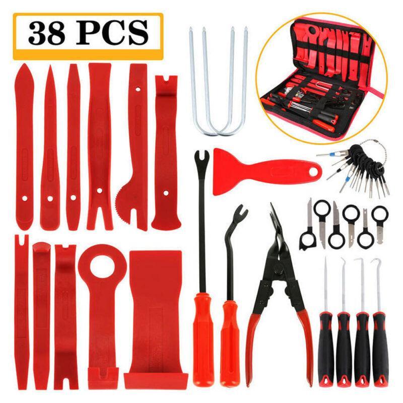 Car trim removal tool kit, hand tools, pry bar, door interior clips, 38 pieces - n