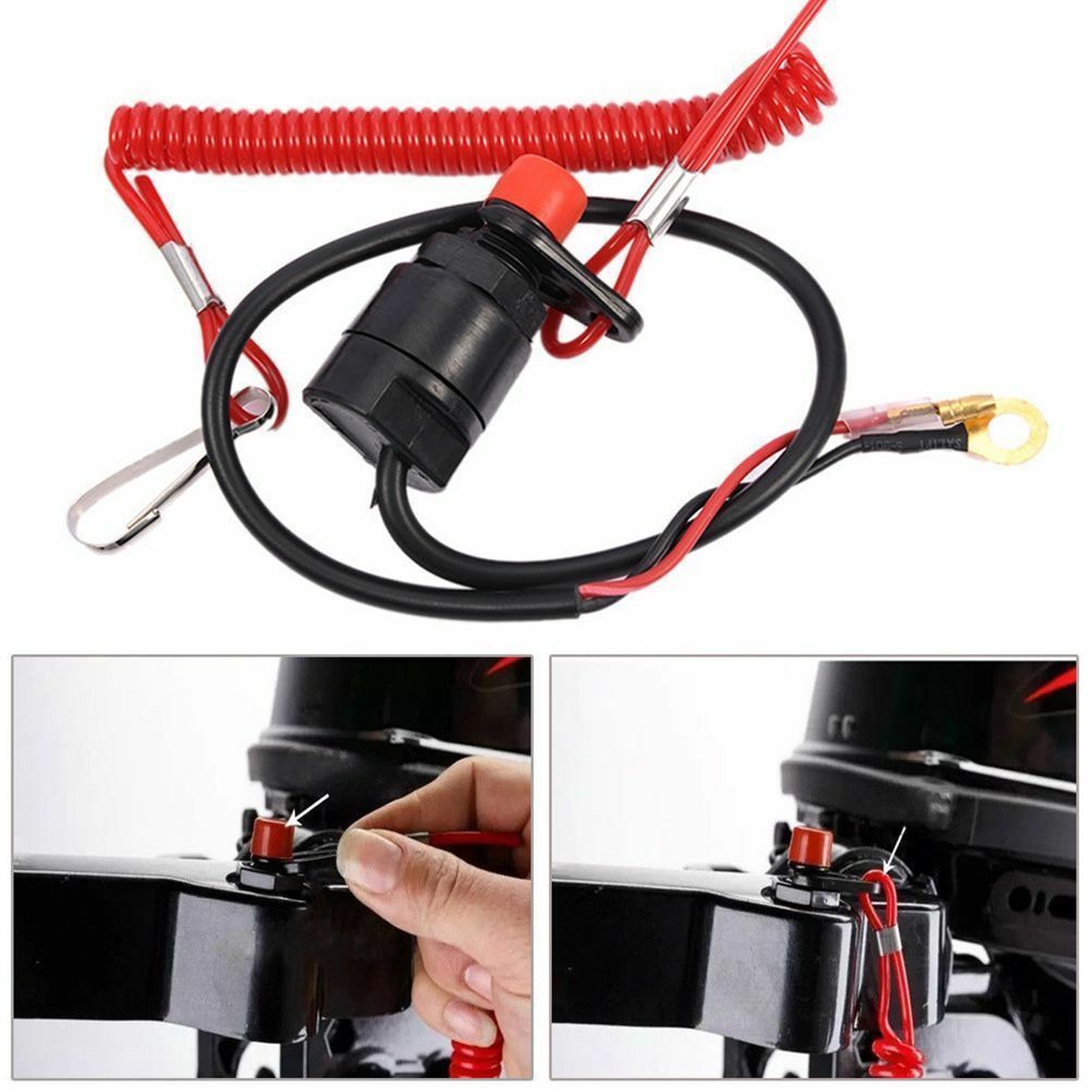 Universal Boat Outboard Engine Motor Kill Stop Switch With Safety Tether Lanyard Q