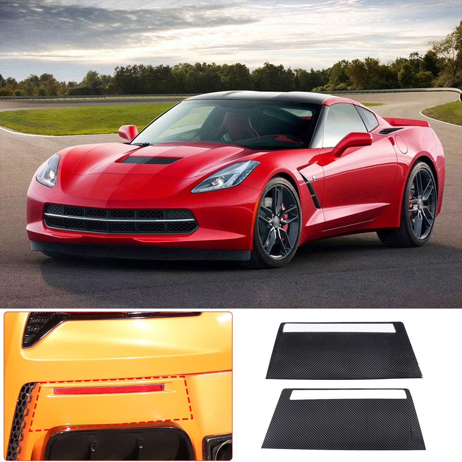 ABS black rear window triangular shutter boiler cover for Corvette C7 14-19