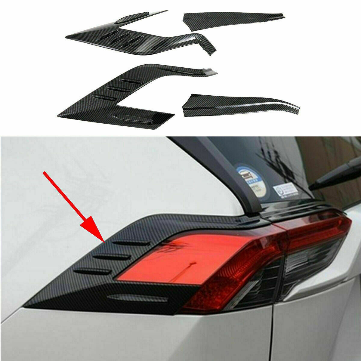 for Toyota RAV4 2019-2023 Carbon Fiber Texture Rear Tail Light Lamp Cover Trims