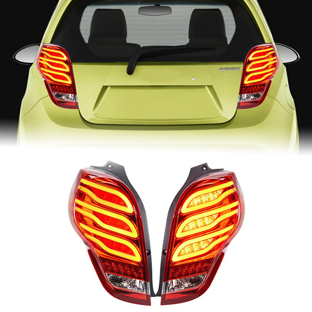 2-Piece Taillight Assembly for Chevrolet Spark 2011 2012 - 2014 LED Rear Lights in Red