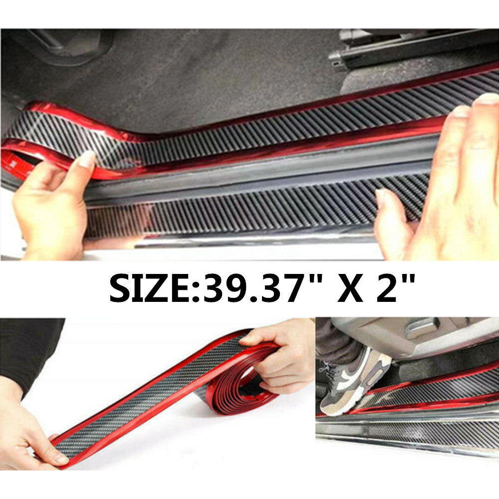 Carbon Fiber Rubber Door Sill Bumper Strip Protectors Car Sticker Accessories