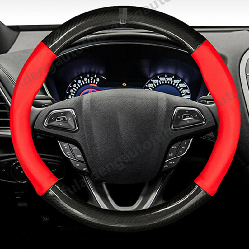 for Lincoln MKX MKZ MKC MKT Leather Carbon Fiber Steering Wheel Cap Cover Trim