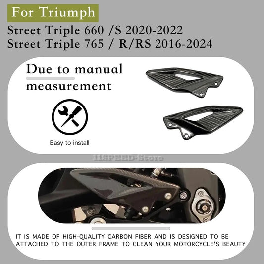 For Street Triple 765RS 2017-2024 Carbon Fiber Footpeg Footrest Heel Plate Guard