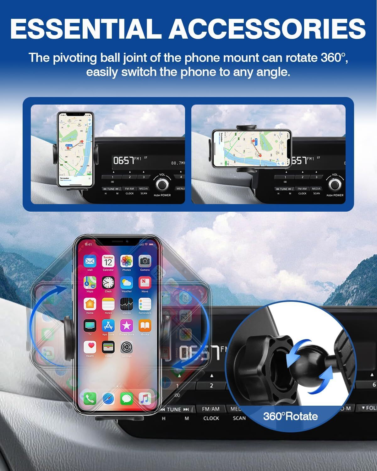 360° Phone Holder for 2017-2021 for Mazda CX-5 with 7-inch Screen - Mobile Navigation Mount n
