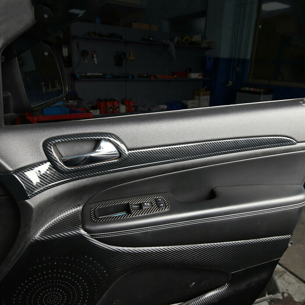 4P Carbon Fiber Inner Door Handle Panel Strip for Jeep Grand Cherokee 2011-2020