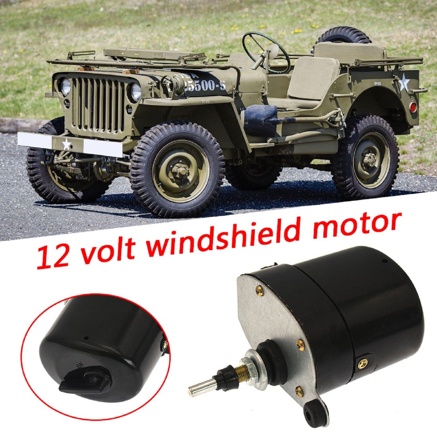 12V Universal Windshield Windscreen Wiper Motor for Jeep Willys Tractor 01287358
