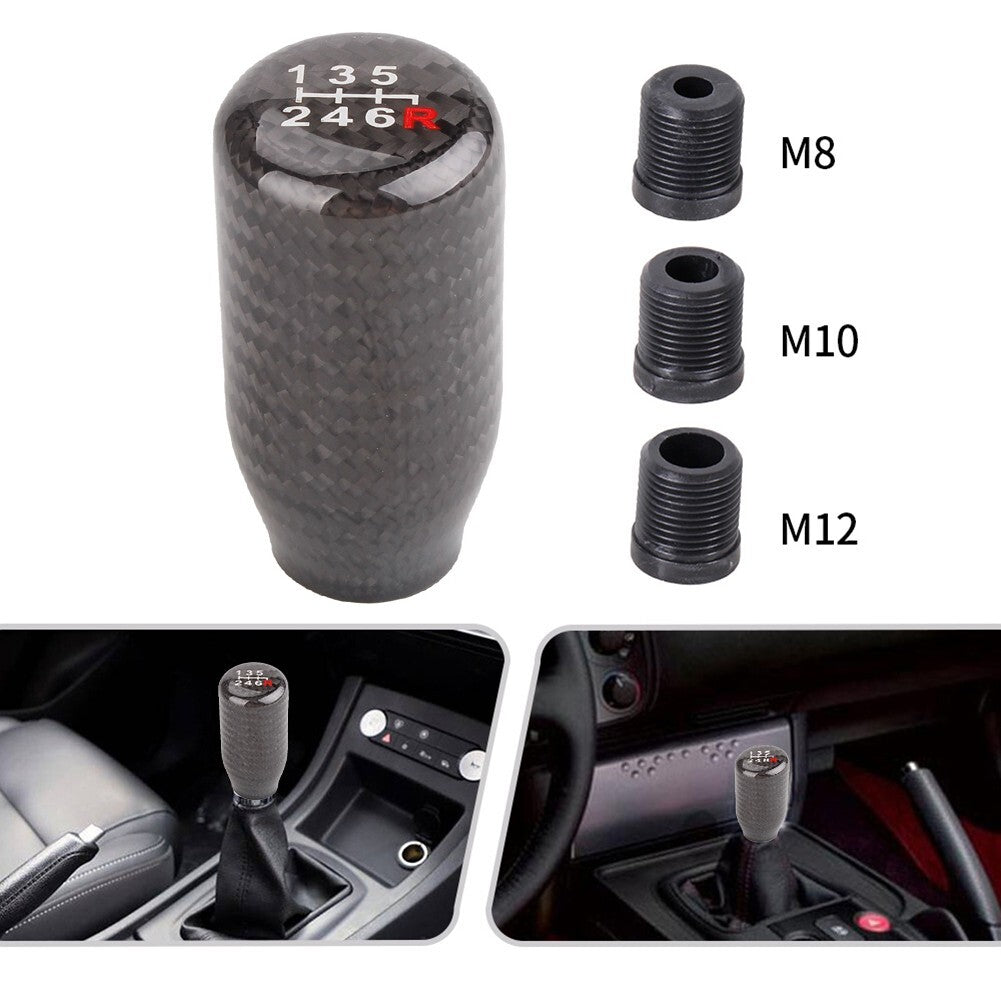 Real Black Carbon Fiber Manual Gear Shift Knob Shifter Lever 6 Speed