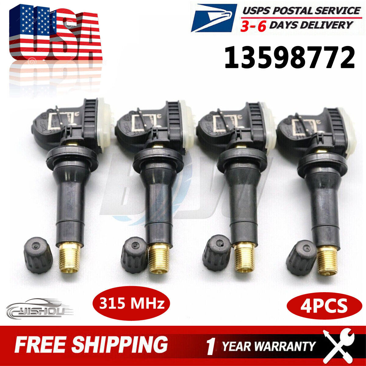 For GM GM for Chevy for GMC for Buick TPMS NEW Tire Pressure Monitoring Sensor 13598772 4PCS