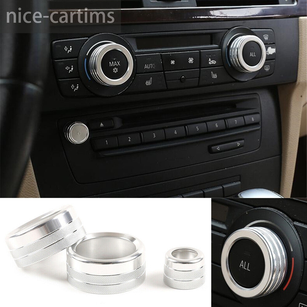 for BMW 3 Series E90/92 07-12 Alloy Silver Air Condition Switch Knob Ring Trim¡Á3
