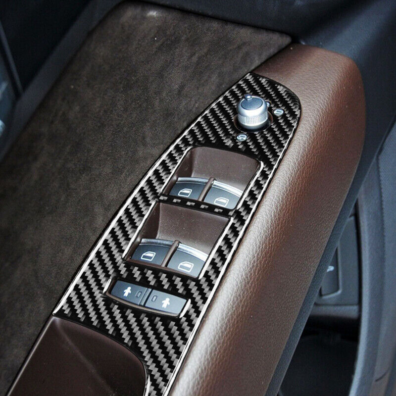 Real Carbon Fiber Car Window Switch Panel Cover Trim for Audi Q7 2008-2015 6PCS