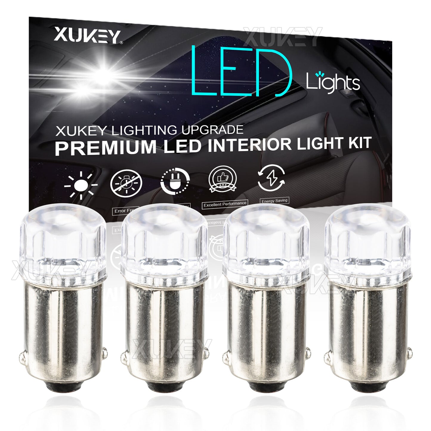 4x BA9S BAYONET LED LIGHT BULB 2SMD 2835 WHITE PARKER CAR GLOBE INTERIOR LED 12V