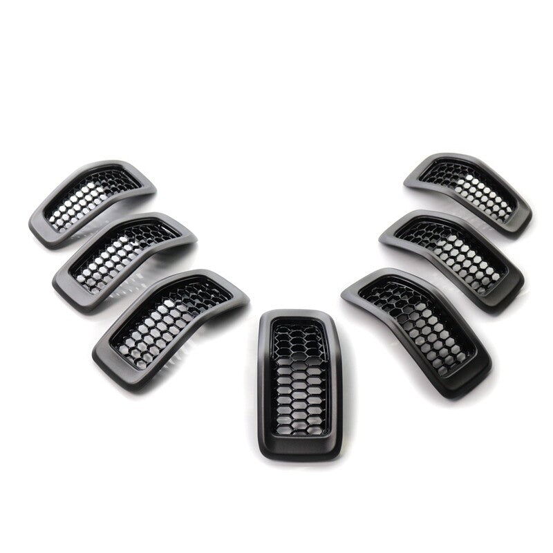 7xFront Grille Insert Grill Lid Decorative Gray for Jeep Cherokee 14-2018 Honeycomb