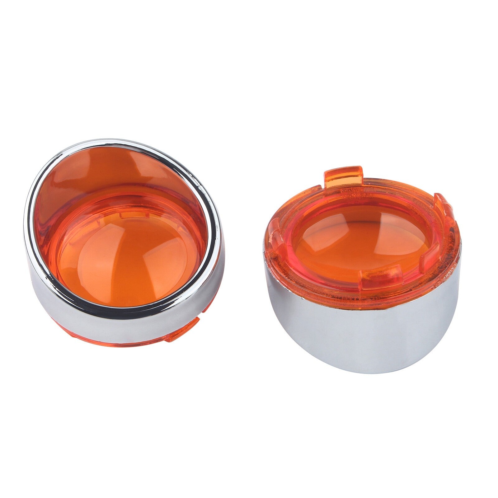 2X Chrome Turn Signal Light Amber Lens Cover Bezels Visor for Harley Davidson Q
