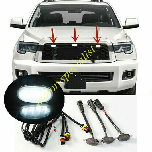 for Toyota Sequoia 2016-2024 white Style Front Grill LED Marker Light Kit