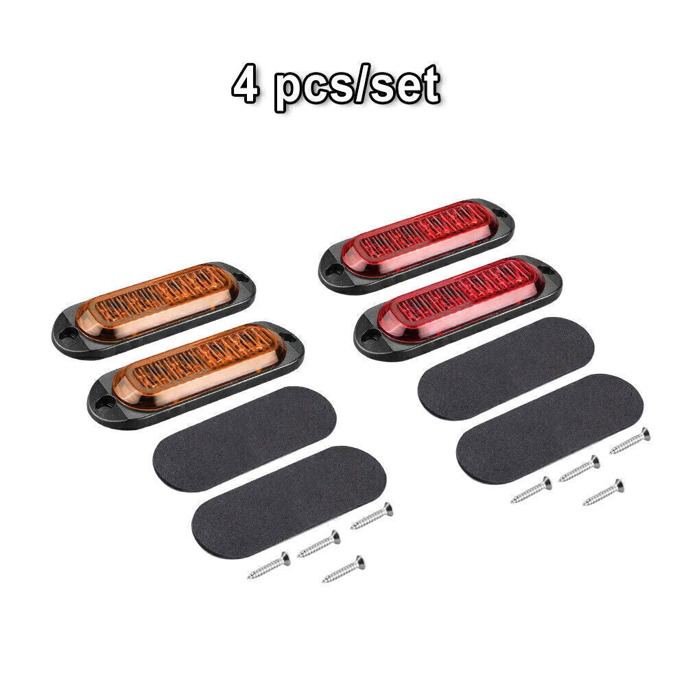 2-20x 4-LED Clearance Light Side Marker Amber Red Indicators Trailer Truck Lamp