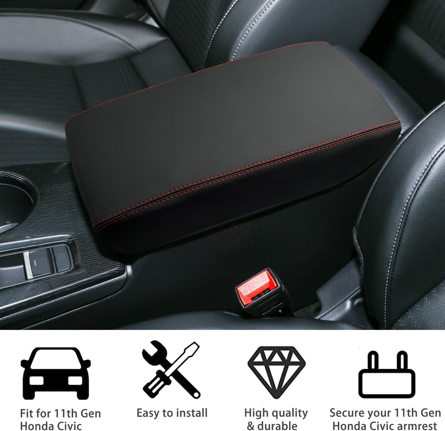 Leather center console armrest cover accessory for 2022-2024 for Honda for Civic vehicles. n