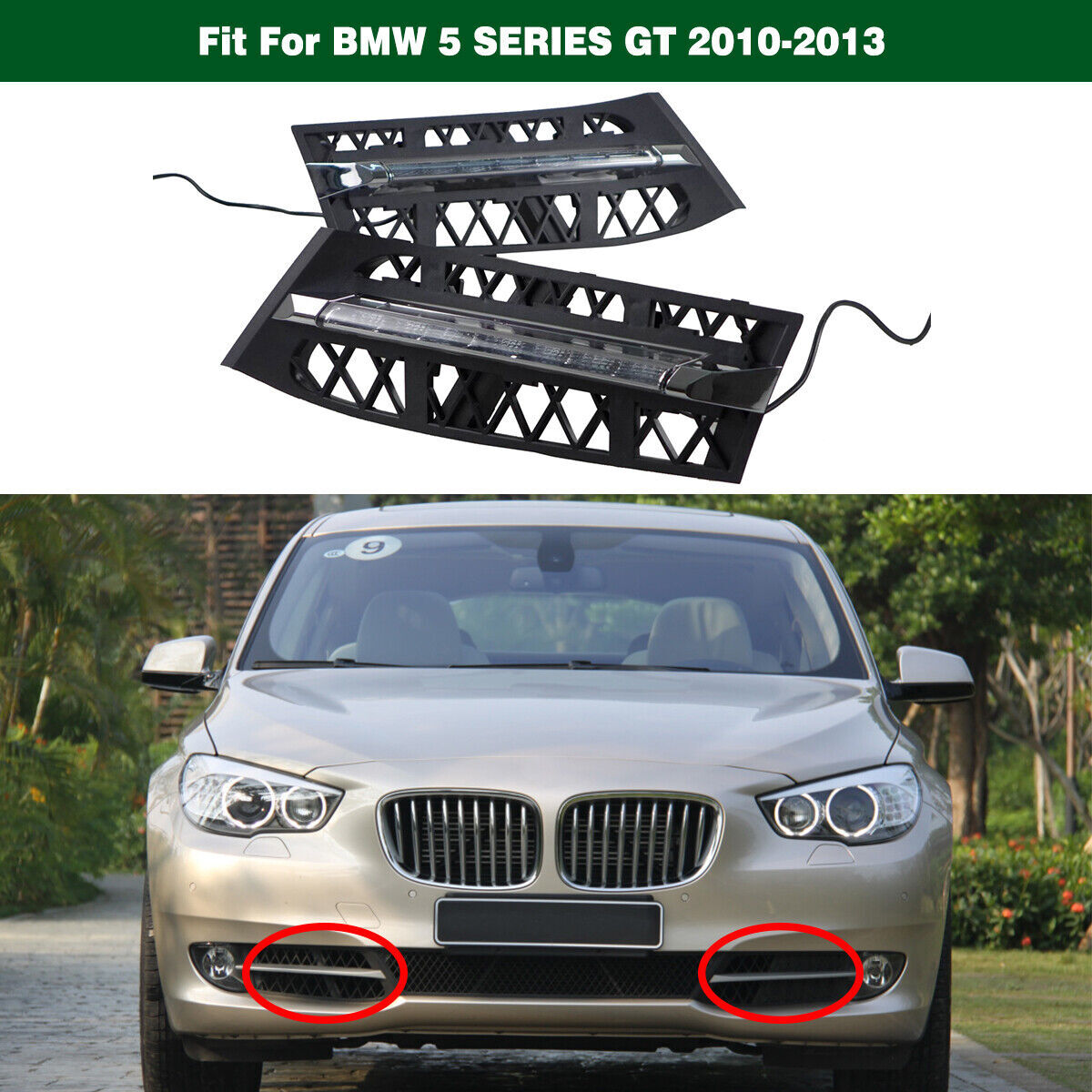White LED Daytime Running Lights DRL Fog Lamps Fit for BMW 5 Series GT 2010-2013 Q