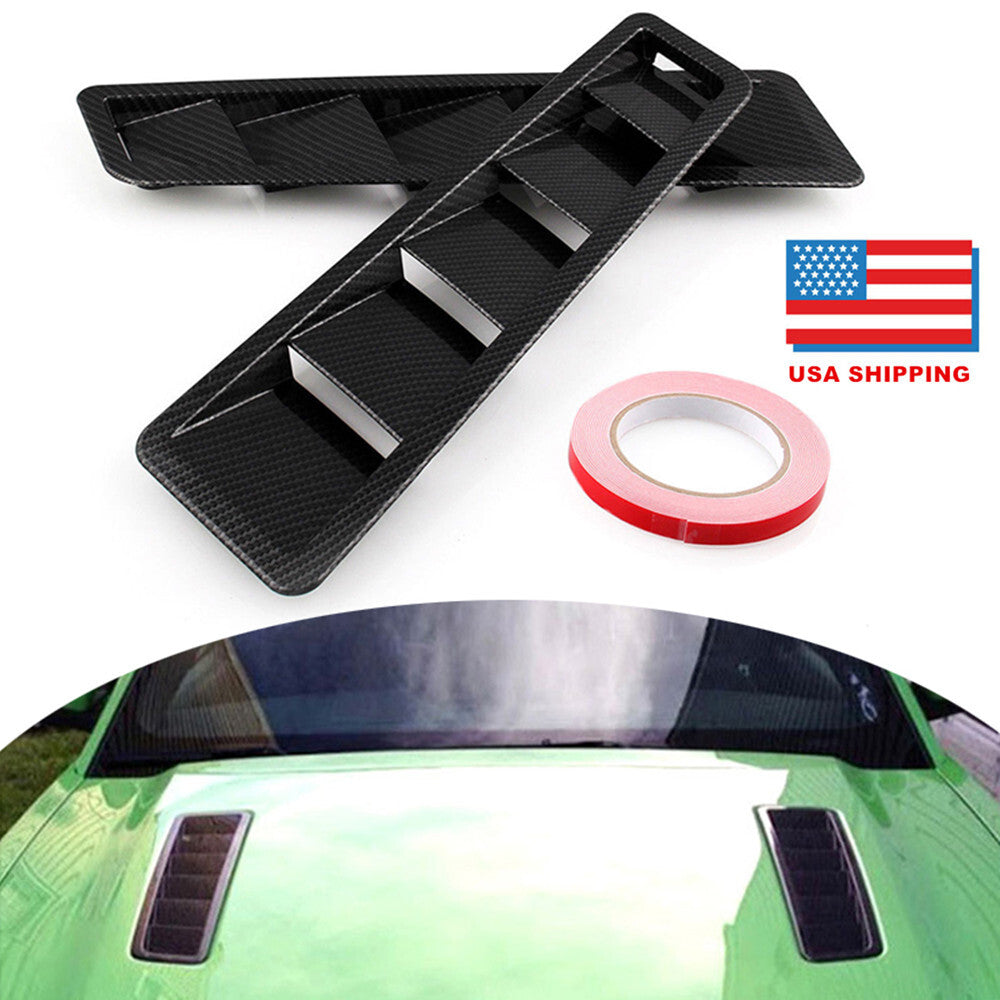 2-Piece Car Vent Exterior Window Panel Decoration Carbon Fiber Pattern Black Trim - n