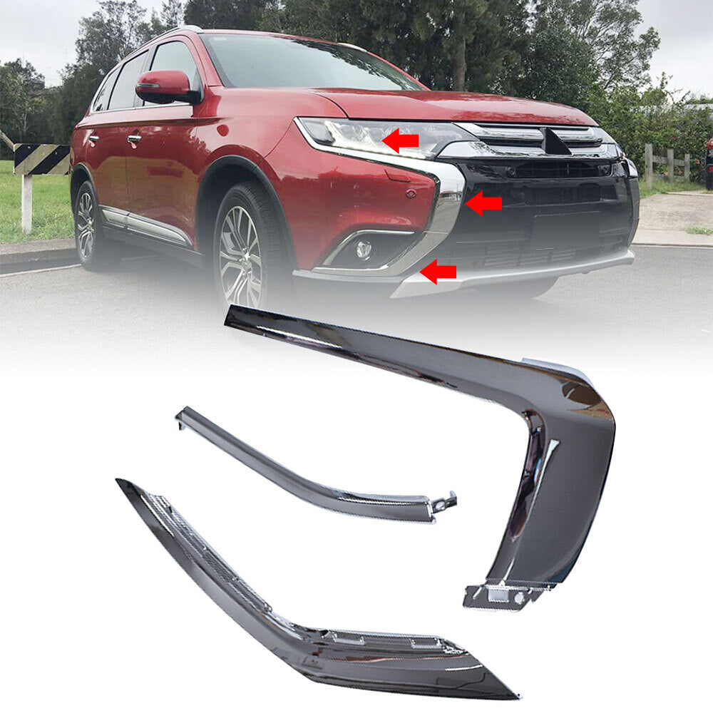 6-piece front bumper chrome molded cover trim for Outlander 2016 - 2020 n