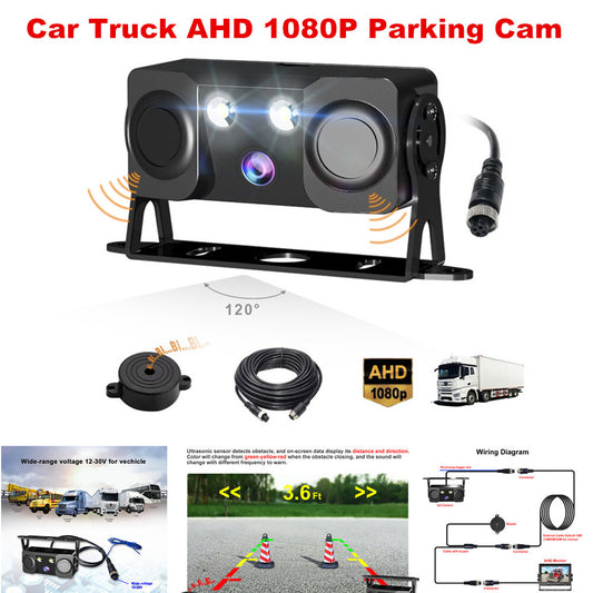 1-Pack Car/Truck AHD 1080P Parking Camera with Ultrasonic Radar Alarm - Rearview Camera n