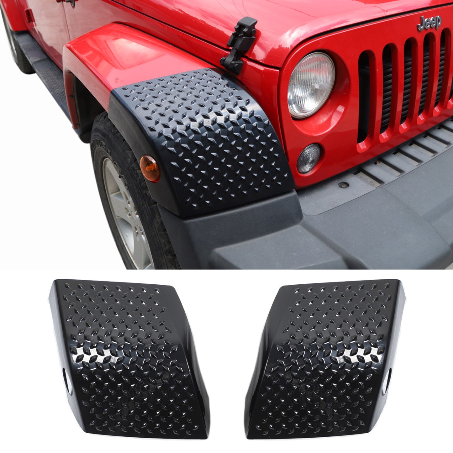 Front Wheel Eyebrow Lamp Cover Trim Armor for Jeep for Wrangler JK 2007-2017 Black