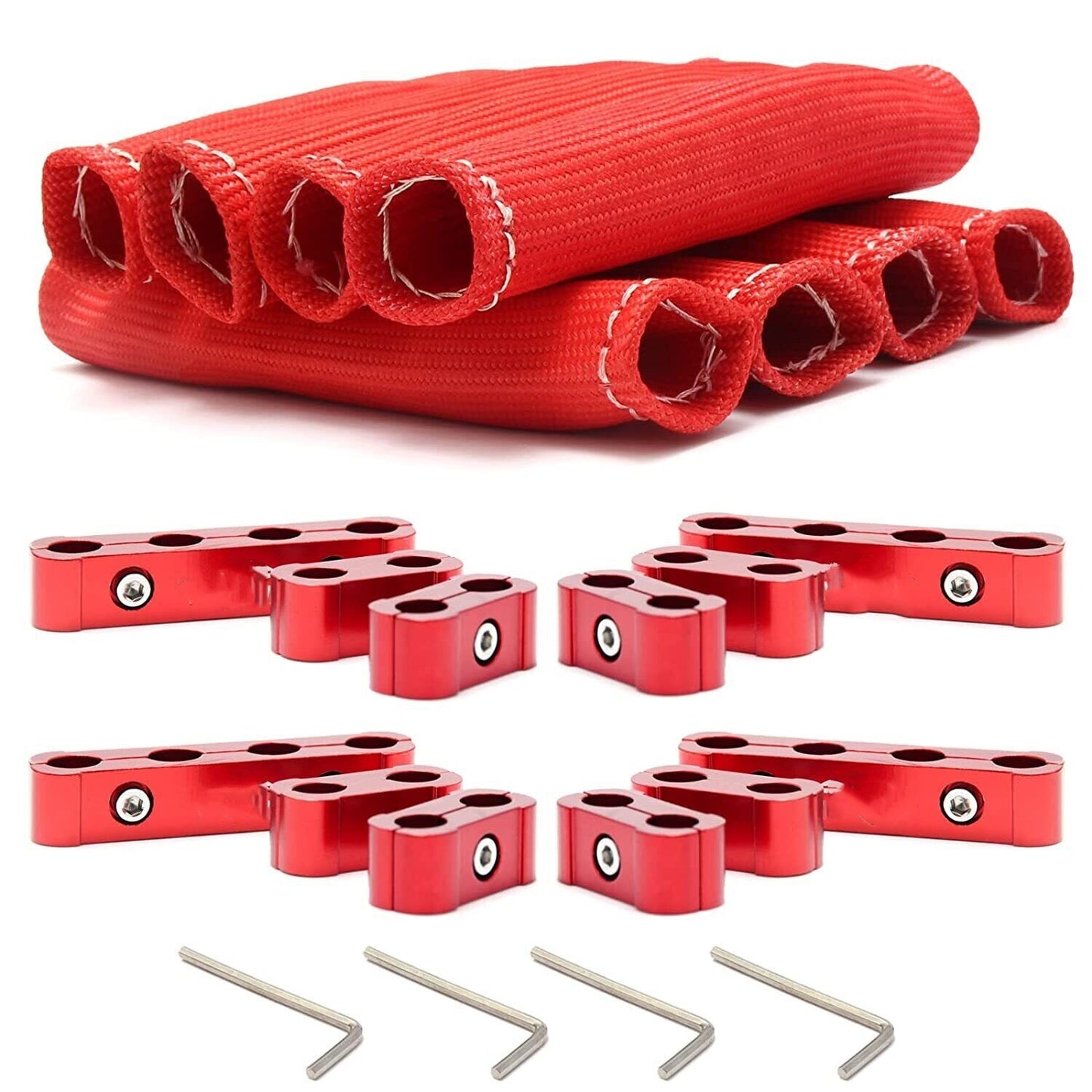 8-Piece Spark Plug Protector Boots, Automotive Engine Spark Plug Wire Separator, Loom Divider