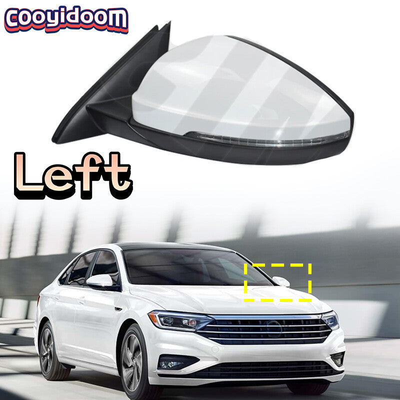 Left for VW for Jetta MK7 2019-20 White Auto Outside Door Rearview Mirror Assembly