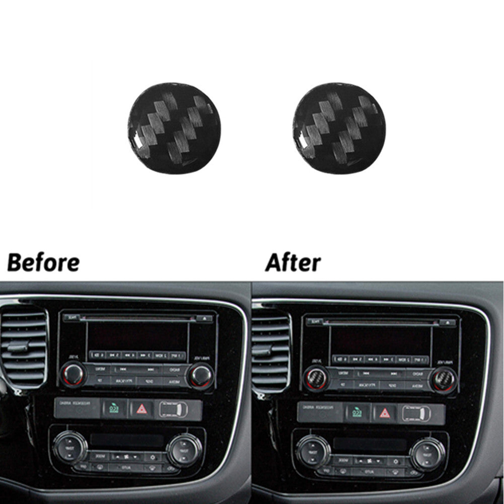 2Pcs Carbon Fiber Regular Radio Buttons Trim for Mitsubishi Outlander 2014-2016