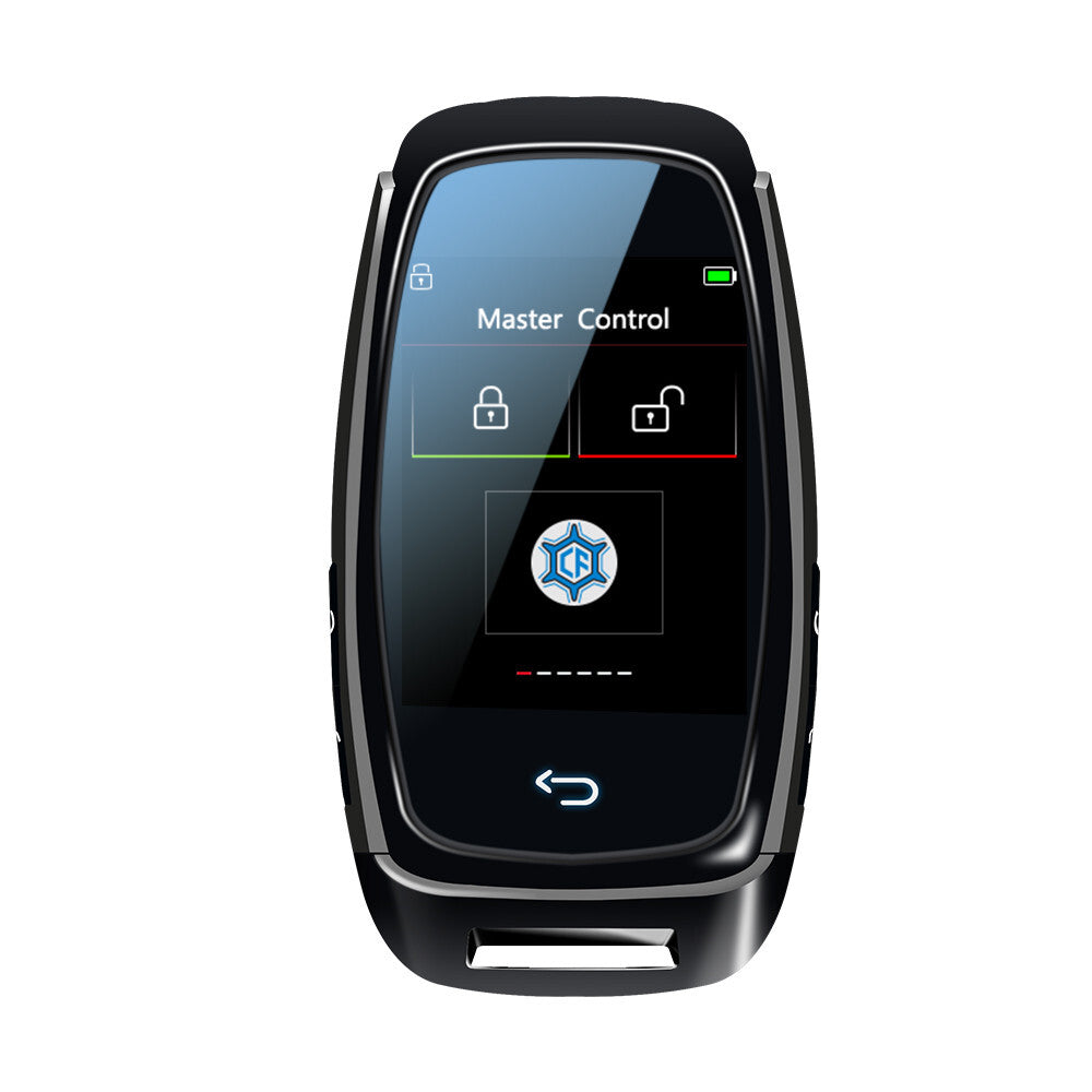 Digital intelligent remote control car key with high-definition LCD touch screen, scratch-resistant, suitable for one-touch operation.