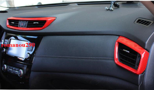 12X for Nissan Rogue 2014-2020 Red Carbon Fiber Look Car interior Kit Trim Cover