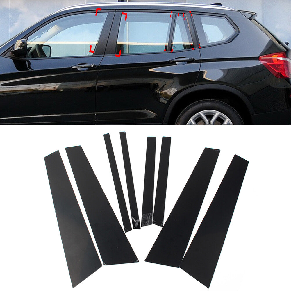 for BMW X3 F25 2011-2017 16 8Pcs Car Door Window Pillar Post Cover Trim Black PC