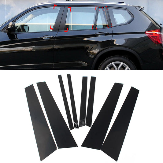 for BMW X3 F25 2011-2017 16 8Pcs Car Door Window Pillar Post Cover Trim Black PC