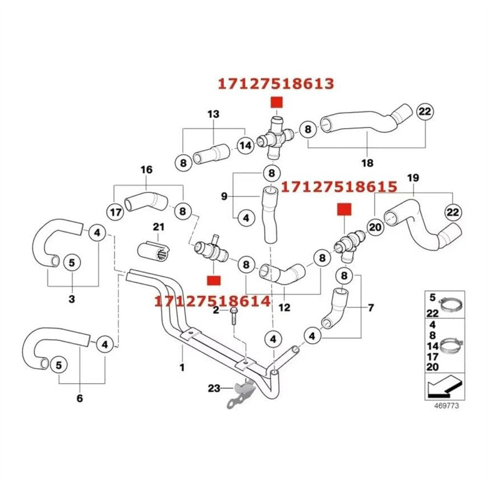 Cooling Heater Hose Connector Set T  4 way for MINI Cooper S R52 R53 2002-2006 Q