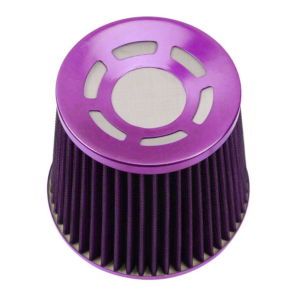 Purple 3 76mm High Flow Inlet Cold Air Intake Cone Replacement Dry Air Filter Q