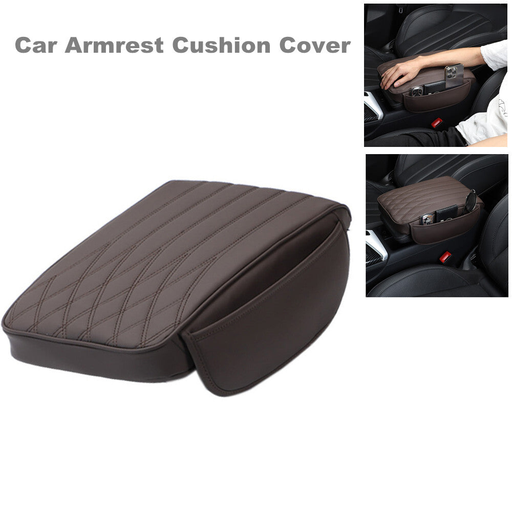 Universal Car Armrest Cushion Protector Cover Center Console Box Mat with Storage Pockets n