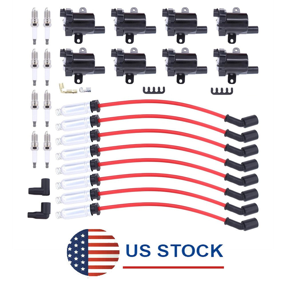 8Packs Ignition Coil+Spark Plug+Wires set For Chevy Silverado 1500 2500 for GMC Q