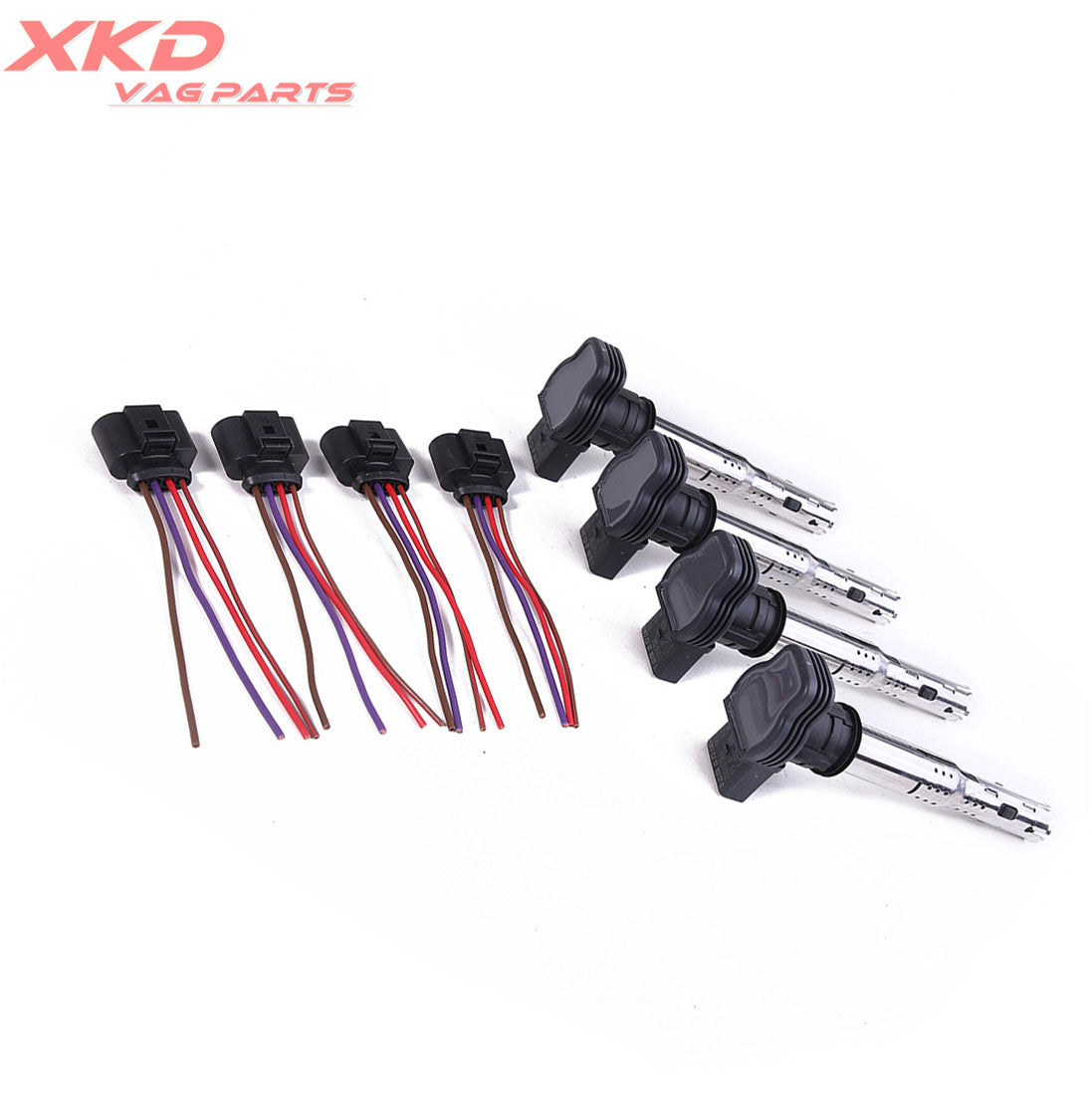 4-piece ignition coil + plug kit suitable for Volkswagen CC, for Golf , for Jetta Eos, for Passat , for Tiguan , for Audi A4, A6