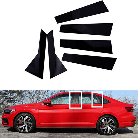 for VW for Jetta 2019-21 Piano Black Pillar Posts Door Window Molding Strip Trims 6X