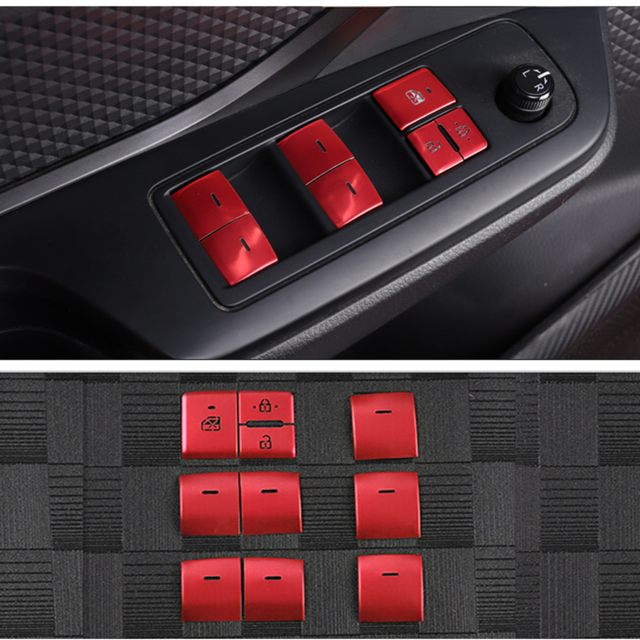 1SET Red Alloy Window Lift Button Switch Cover Trim For 2018-21 CHR C-HR for Toyota