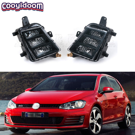Pair Front LED DRL Fog Lamp White for Volkswagen for Golf 7 A7 MK7 GTI GTD 2013-2017