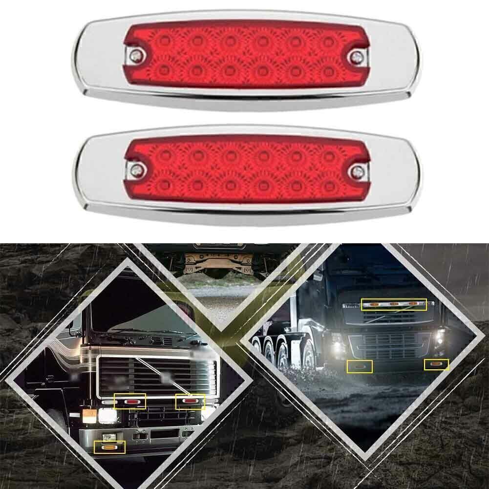 2x Red 12LED Sealed Side Marker Clearance Light Fish Shape Trailer Q