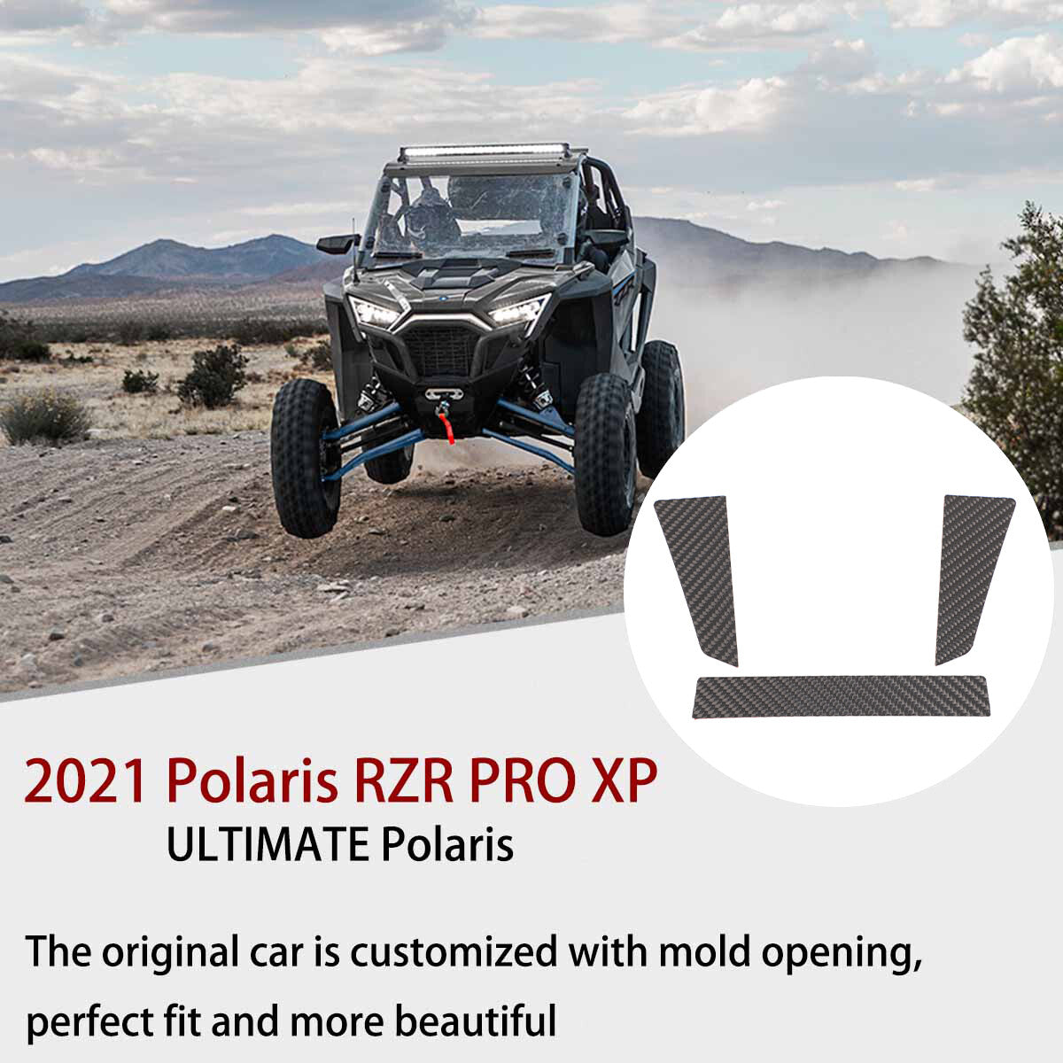 Carbon fiber display panel trim for Polaris RZR PRO XP Ultimate 2021+ accessories - n