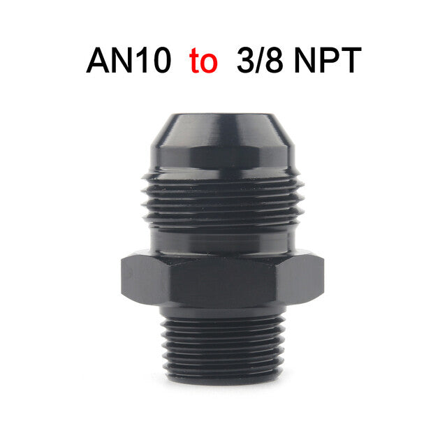 1-Piece Straight Adapter 10 AN to 3/8 NPT Accessories Black Aluminum Premium