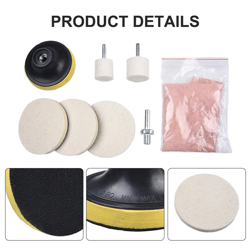 Cars Remove Windscreen Glass Cleaning Scratch Remover Felts Polishing Tool Kit