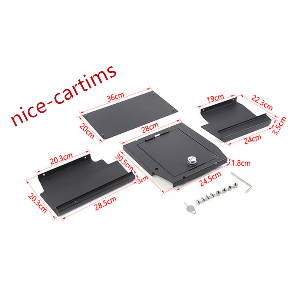 Alloy/Iron Black Center Console Armrest Box Safety Cover Kit for Ford F150 2021+