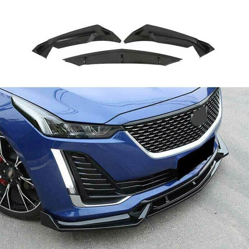 3P Glossy Black Front Bumper Lip Spoiler Guard for Cadillac CT5 CT5-V 2020-2023